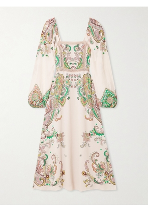 Etro - Lace-trimmed Printed Crepe De Chine Midi Dress - White - IT36,IT38,IT40,IT42,IT44,IT46,IT48,IT50