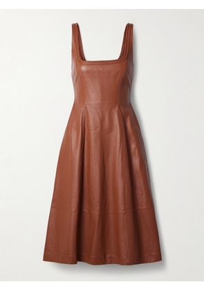 Gabriela Hearst - Adaline Pleated Leather Midi Dress - Brown - x small,small,medium,large