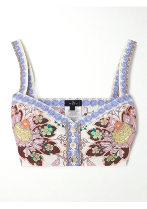 Etro - Cropped Floral-print Cotton-poplin Top - White - IT36,IT38,IT40,IT42,IT44,IT46,IT48