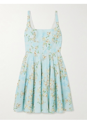 Emilia Wickstead - Mini Mona Floral-print Cotton-poplin Mini Dress - Blue - UK 6,UK 8,UK 10,UK 12,UK 14,UK 16