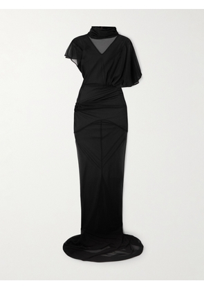 Rick Owens - Lilith Asymmetric Gathered Organza-jersey Gown - Black - IT38,IT40,IT42,IT44,IT46,IT48