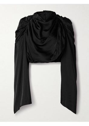 Rick Owens - Claudette Cropped Draped Charmeuse Top - Black - IT38,IT40,IT42,IT44,IT46