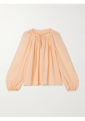 Ulla Johnson - Safa Gathered Silk Crepe De Chine Blouse - Orange - US0,US2,US4,US6,US8,US10,US12,US14,US16