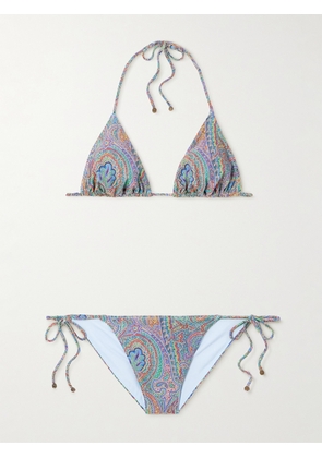 Etro - Paisley-print Triangle Bikini - Blue - x small,small,medium,large,x large