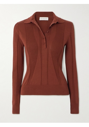 Dries Van Noten - Ribbed Cotton Polo Shirt - Brown - x small,small,medium,large