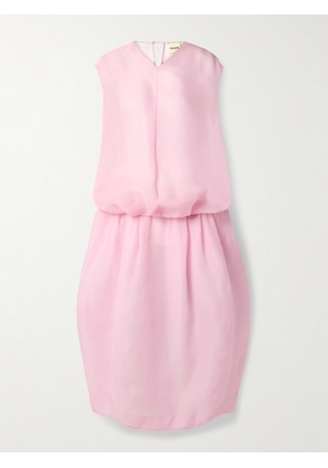 KHAITE - Noah Gathered Silk-organza Midi Dress - Pink - x small,small,medium,large