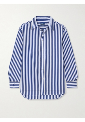 Polo Ralph Lauren - Embroidered Striped Cotton-poplin Shirt - Blue - xx small,x small,small,medium,large,x large,xx large