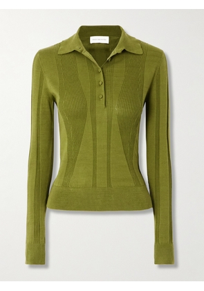 Dries Van Noten - Ribbed Cotton Polo Shirt - Green - x small,small,medium,large