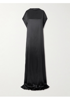 Dries Van Noten - Open-back Draped Silk-blend Satin Gown - Black - x small,small,medium,large