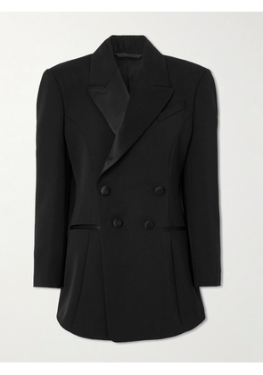 Givenchy - Double-breasted Silk-blend Satin-trimmed Wool-twill Blazer - Black - FR 34,FR 36,FR 38,FR 40,FR 42,FR 44