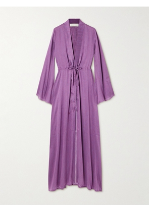 DESTREE - Otani Veil Striped Linen-blend Coverup - Purple - x small,small,medium,large