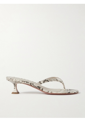 Amina Muaddi - Juliette Snake-effect Leather Sandals - Animal print - IT36,IT36.5,IT37,IT37.5,IT38,IT38.5,IT39,IT39.5,IT40,IT40.5,IT41,IT41.5,IT42