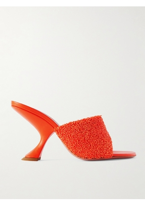 Amina Muaddi - Taylor Leather-trimmed Raffia Mules - Orange - IT36,IT36.5,IT37,IT37.5,IT38,IT38.5,IT39,IT39.5,IT40,IT40.5,IT41,IT41.5,IT42