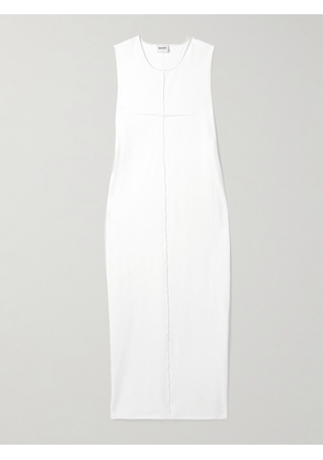 KHAITE - Hal Paneled Cotton-jersey Midi Dress - White - x small,small,medium,large,x large