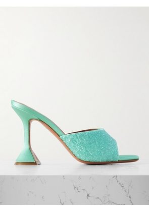 Amina Muaddi - Lupita Crystal-embellished Satin Mules - Green - IT36,IT36.5,IT37,IT37.5,IT38,IT38.5,IT39,IT39.5,IT40,IT40.5,IT41,IT41.5,IT42