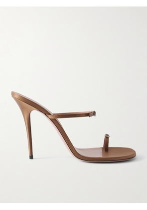 Amina Muaddi - Crystal-embellished Satin Sandals - Brown - IT36,IT36.5,IT37,IT37.5,IT38,IT38.5,IT39,IT39.5,IT40,IT40.5,IT41,IT41.5,IT42