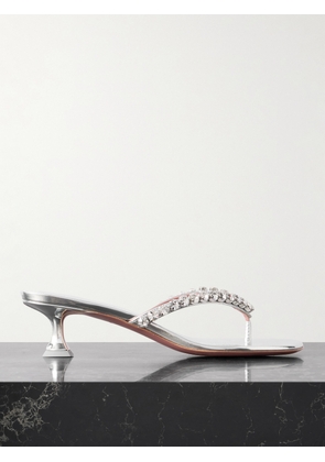 Amina Muaddi - Gigi Crystal-embellished Metallic Leather Sandals - Silver - IT36,IT36.5,IT37,IT37.5,IT38,IT38.5,IT39,IT39.5,IT40,IT40.5,IT41,IT41.5,IT42