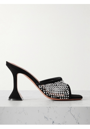 Amina Muaddi - Lupita Crystal-embellished Fishnet And Suede Mules - Black - IT36,IT36.5,IT37,IT37.5,IT38,IT38.5,IT39,IT39.5,IT40,IT40.5,IT41,IT41.5,IT42