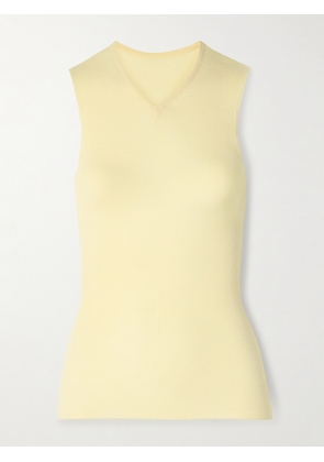 KHAITE - Renato Ribbed Wool-blend Jersey Tank - Yellow - x small,small,medium,large,x large