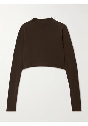 Alaïa - Paneled Cropped Jersey Top - Brown - FR 34,FR 36,FR 38,FR 40,FR 42,FR 44