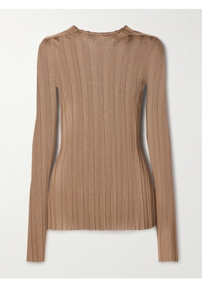 KHAITE - Cosette Ribbed-knit Top - Brown - x small,small,medium,large