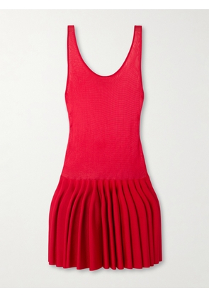 Alaïa - Pleated Jersey And Stretch-knit Mini Dress - Red - FR 34,FR 36,FR 38,FR 40,FR 42,FR 44