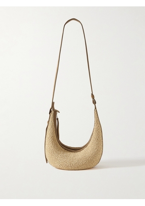 KHAITE - Augustina Small Suede-trimmed Raffia Shoulder Bag - Neutrals - One size