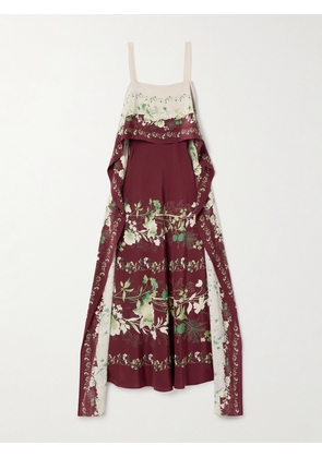 La DoubleJ - Draped Floral-print Silk Crepe De Chine Midi Dress - Red - xx small,x small,small,medium,large,x large,xx large