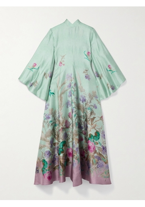 La DoubleJ - Magnifico Floral-print Silk-twill Maxi Dress - Green - xx small,x small,small,medium,large,x large,xx large