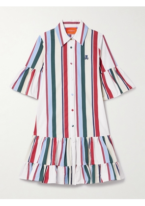 La DoubleJ - Choux Ruffled Striped Cotton-blend Mini Dress - Ivory - xx small,x small,small,medium,large,x large,xx large