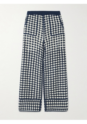 Farm Rio - Crocheted Cotton-blend Wide-leg Pants - Blue - small,medium,large