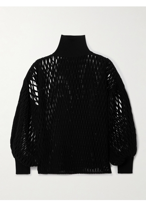 Alaïa - Oversized Open-knit Turtleneck Sweater - Black - FR 34,FR 36,FR 38,FR 40,FR 42,FR 44