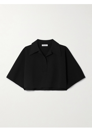 Alaïa - Oversized Cropped Knitted Polo Shirt - Black - FR 34,FR 36,FR 38,FR 40,FR 42,FR 44,FR 46