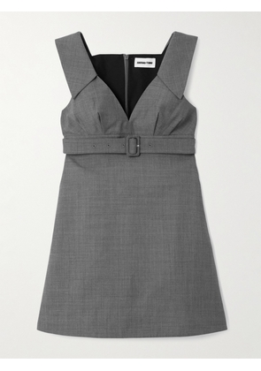 SHUSHU/TONG - Belted Woven Mini Dress - Gray - UK 4,UK 6,UK 8,UK 10,UK 12,UK 14,UK 16