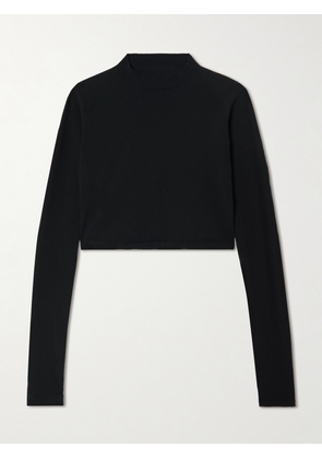 Alaïa - Paneled Cropped Jersey Top - Black - FR 34,FR 36,FR 38,FR 40,FR 42,FR 44,FR 46