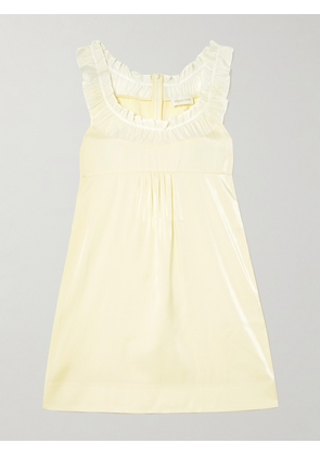 SHUSHU/TONG - Ruffled Chiffon-trimmed Satin Mini Dress - Yellow - UK 4,UK 6,UK 8,UK 10,UK 12,UK 14,UK 16