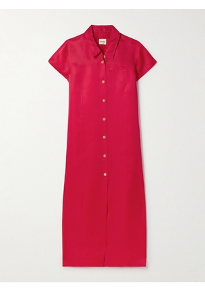 KHAITE - Effy Silk And Cotton-blend Organza Midi Shirt Dress - Red - x small,small,medium,large,x large