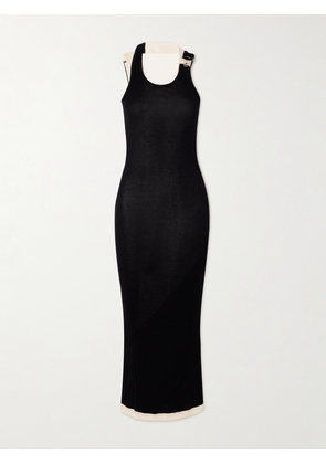 Jean Paul Gaultier - Layered Buckled Ribbed Cotton-jersey Maxi Dress - Black - xx small,x small,small,medium,large,x large