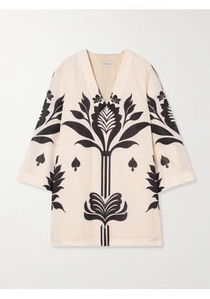 Andres Otalora - Jaipur Printed Linen Mini Dress - Ivory - x small,small,medium,large,x large