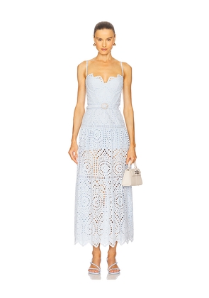 Generation Love Zuria Cotton Eyelet Maxi Dress in Baby Blue. Size 0. Also in 10, 2, 6, 8.