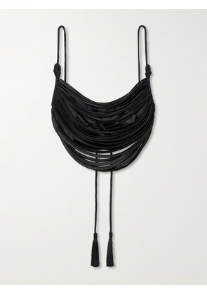 Andres Otalora - Tierra De Oro Draped Cropped Satin Top - Black - US0,US2,US4,US6,US8,US10