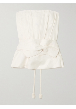 Andres Otalora - Tum Belted Linen Corset Top - Off-white - US0,US2,US4,US6,US8,US10
