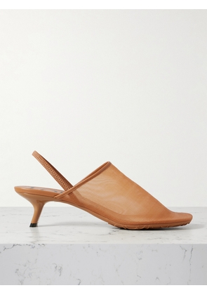 LOEWE - Petal Leather-trimmed Mesh Slingback Sandals - Brown - IT36,IT37,IT38,IT39,IT40,IT41