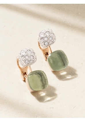 Pomellato - Nudo 18-karat Rose And White Gold, Prasiolite And Diamond Earrings - Green - One size