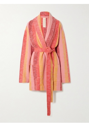 Marrakshi Life - Belted Striped Cotton Cardigan - Pink - XXS,XS,S