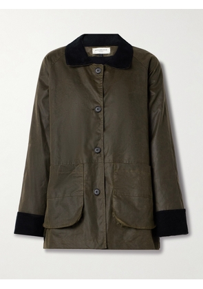 KALLMEYER - Lottie Corduroy-trimmed Waxed-cotton Jacket - Green - x small,small,medium,large