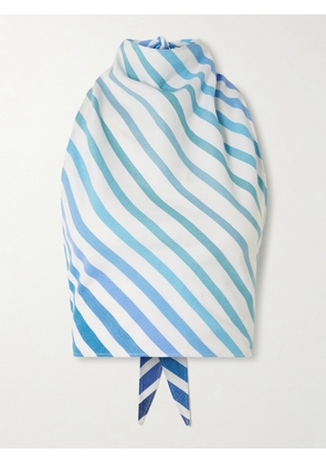 Marrakshi Life - Striped Cotton-blend Halterneck Top - Blue - xx small,x small,small,medium