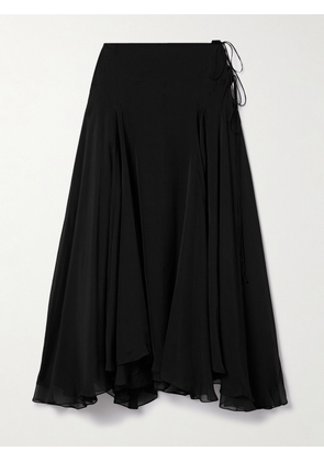 KALLMEYER - Alyse Asymmetric Pleated Silk-chiffon Skirt - Black - US0,US2,US4,US6,US8,US10,US12