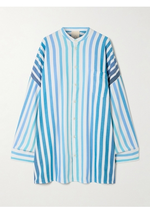 Marrakshi Life - Oversized Striped Cotton-blend Shirt - Blue - S,XXS,XS,M