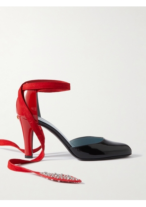 Valentino Garavani - 85 Embellished Suede-trimmed Patent-leather Pumps - Black - IT36,IT37,IT37.5,IT38,IT38.5,IT39,IT39.5,IT40,IT40.5,IT41,IT42